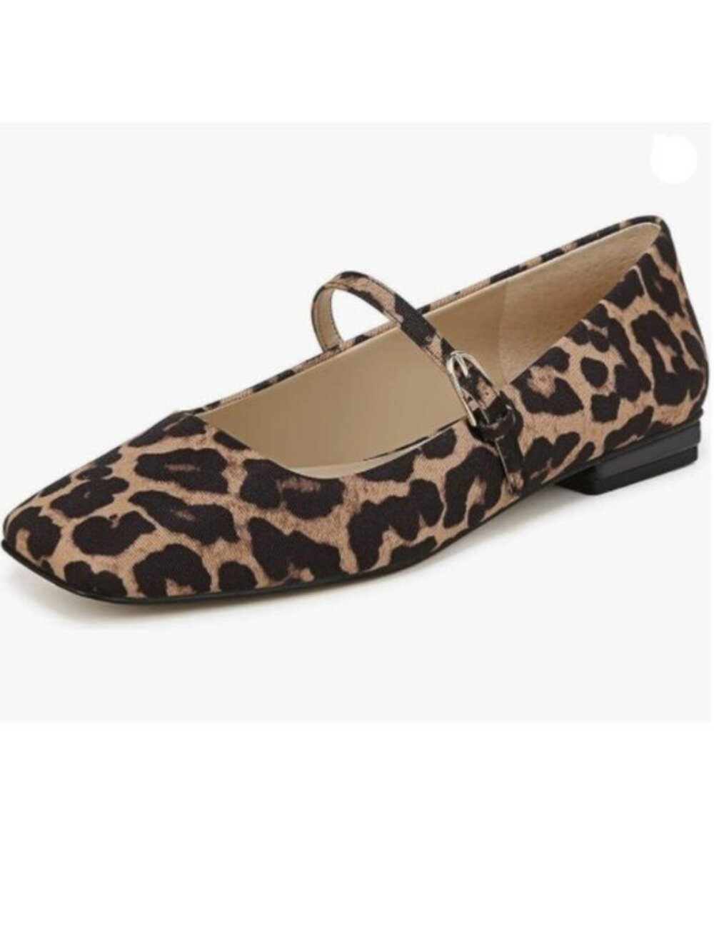 Milooey shoes Women's Closed Square Toe Mary Jane Flats Chunky Low Heels Leopard